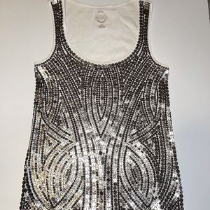 Micheal Kors Embroidered Sequins Tang Top